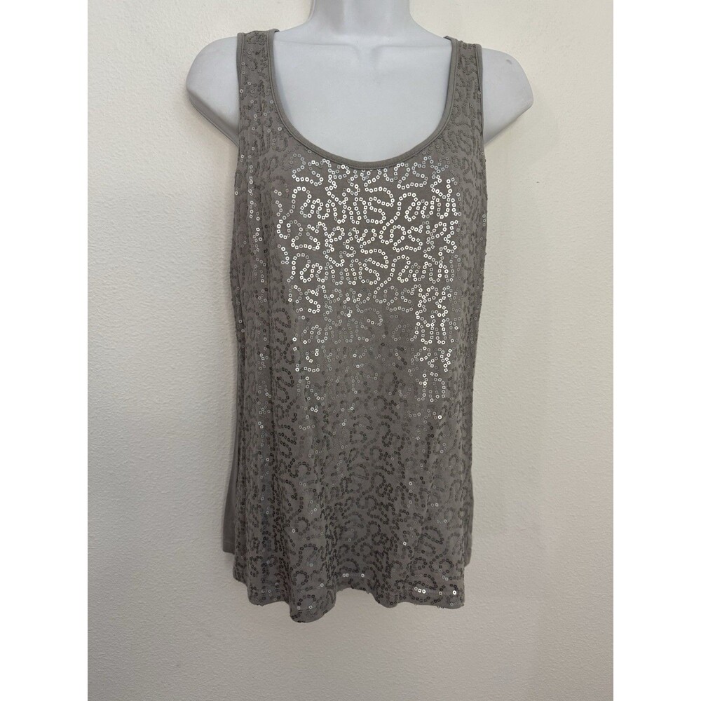 Caslon Tank Top Women’s Sequin Size M Silver Gray Cocktail Event EUC Modal